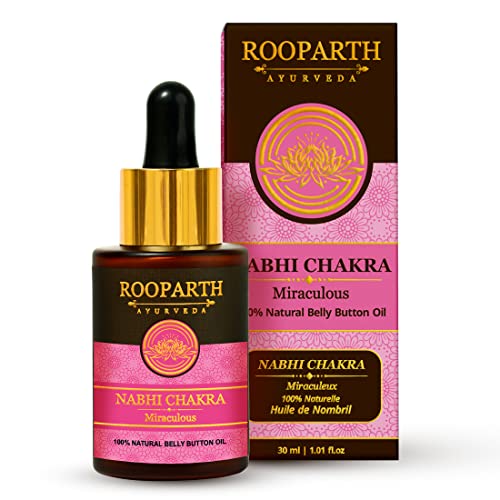 Rooparth Ayurveda Nabhi Chakra Miraculous Belly Button Oil - 100% Natural All-in-One Belly Button Oil for Healthy Hair, Skin & Body with Ajwain, Ginger, Neem, Heeng & Pure Cow Ghee 30 ml | 1 fl oz