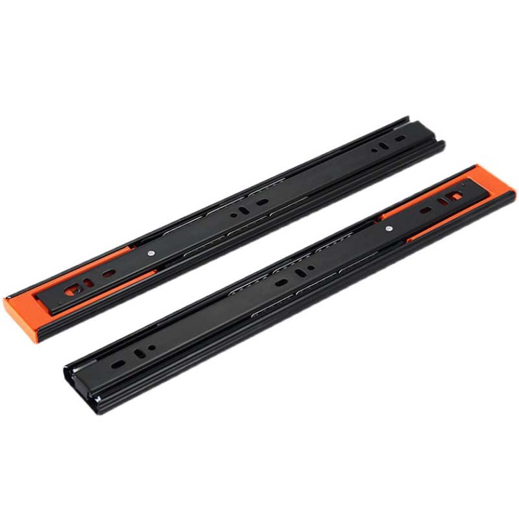 Rail de tiroir à amortisseur noir coulisse de 4.5cm à 3 sections pour armoire