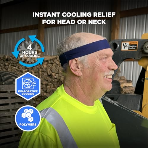 Image of Ergodyne Chill Its 6705 Cooling Bandana, Evaporative Polymer Crystals for Cooling Relief, Quick and Secure Fit , Blue