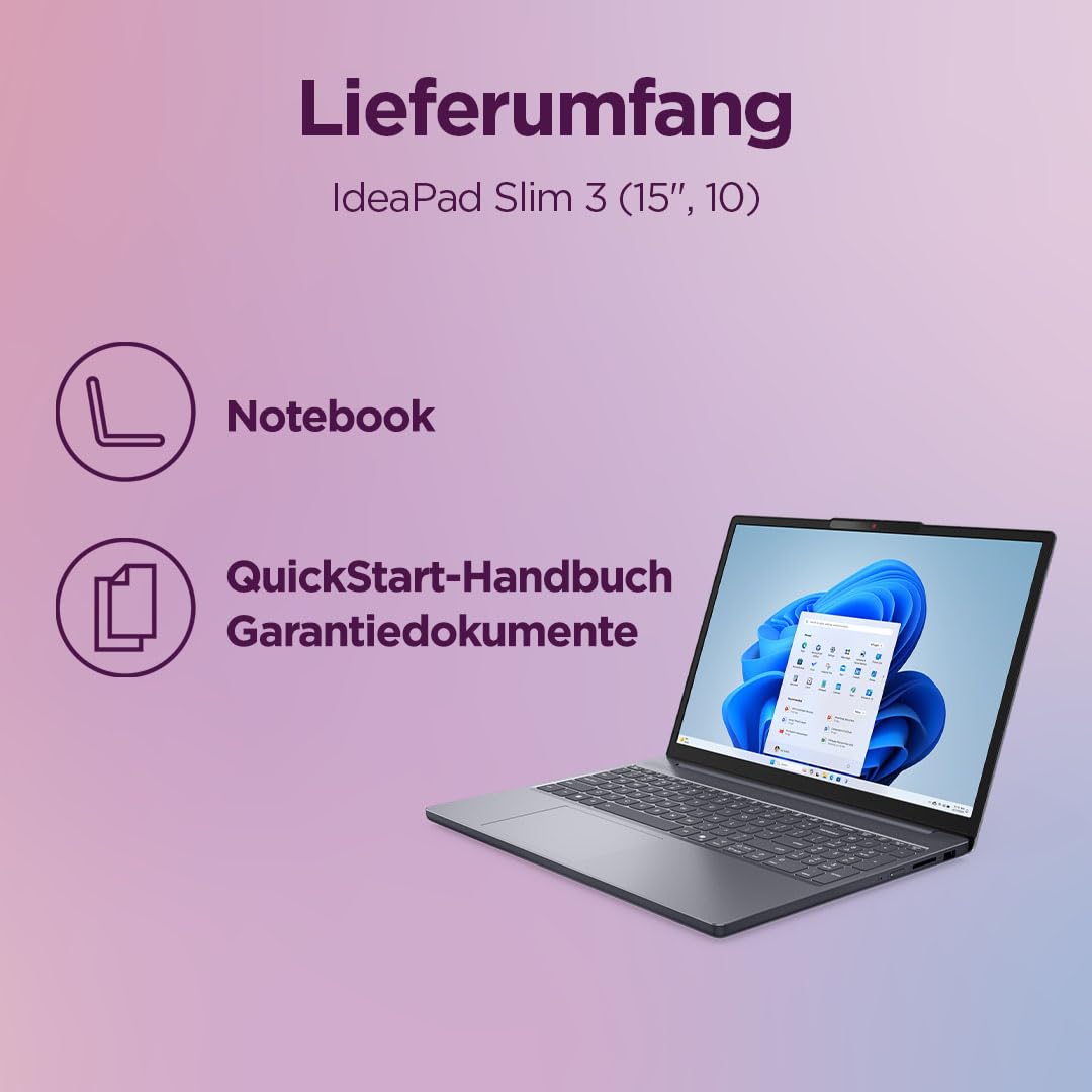 Lenovo IdeaPad Slim 3 Laptop 15.3" WUXGA AMD Ryzen 5 150 512GB SSD 16GB RAM Windows 11 Luna Grau