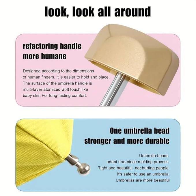 Image of Mini Pocket Umbrella - Compact Travel Umbrella with Case, Lightweight UV Protection, Windproof & Waterproof Folding Manual Umbrella's for Women, Men & Kids -(Multi Color)