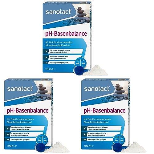 sanotact pH-Basenbalance Pulver • 200g Basenpulver zum Einnehmen • Entsäuerungskur mit Mineralien & Spurelementen • Basenpulver für normalen Säure-Basen-Stoffwechsel (Packung mit 3) sanotact pH-Basenbalance Pulver • 200g Basenpulver zum Einnehmen • Entsäuerungskur mit Mineralien & Spurelementen • Basenpulver für normalen Säure-Basen-Stoffwechsel (Packung mit 3)