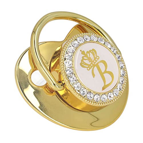 Image of Fashionable Portable Golden Letter Pacifier, Travel-Ready Hygienic Rhinestone Infant Pacifier with Clip (B)