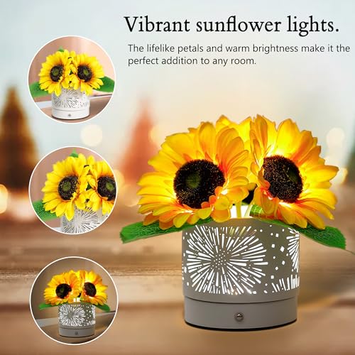 Image of Sunflower Lamp Gifts for Women, Night Light Flower Lamp Decor for Bedroom Office Weeding Bar, Valentine's Mothers Day Christmas Birthday Gifts for Women Mom Daughter Friend Girlfriend