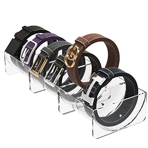 Belt Organizer for Closet, OFFSIR 6 Compartments Acrylic Belt Storage Holder Clear Display Case