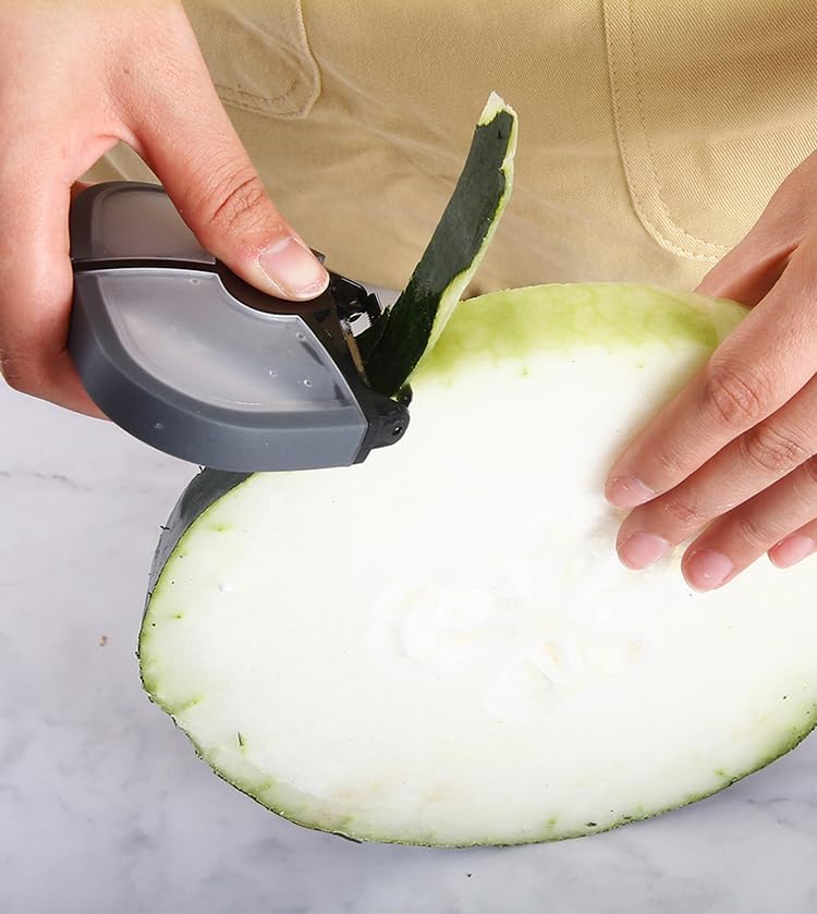 Miniatura 7 de Pelador de verduras y frutas 3 en 1 con triple cuchilla, estándar, dentada y juliana, herramienta de cocina de precisión para una preparación