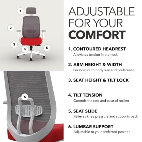 Image of HON Altern Ergonomic Office Chair, Office Desk Computer Chair, Ruby