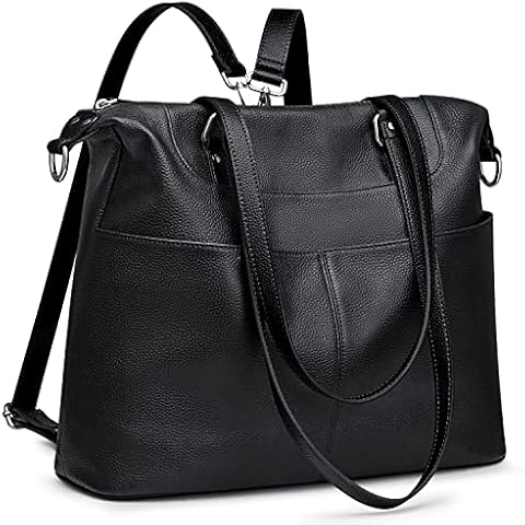 S-ZONE Damen Rucksack Weiches Echtes Leder Rucksackhandtasche Mode Backpack Mehrzweck Handtasche Shopper Tote Bag Umhängetasche Cover