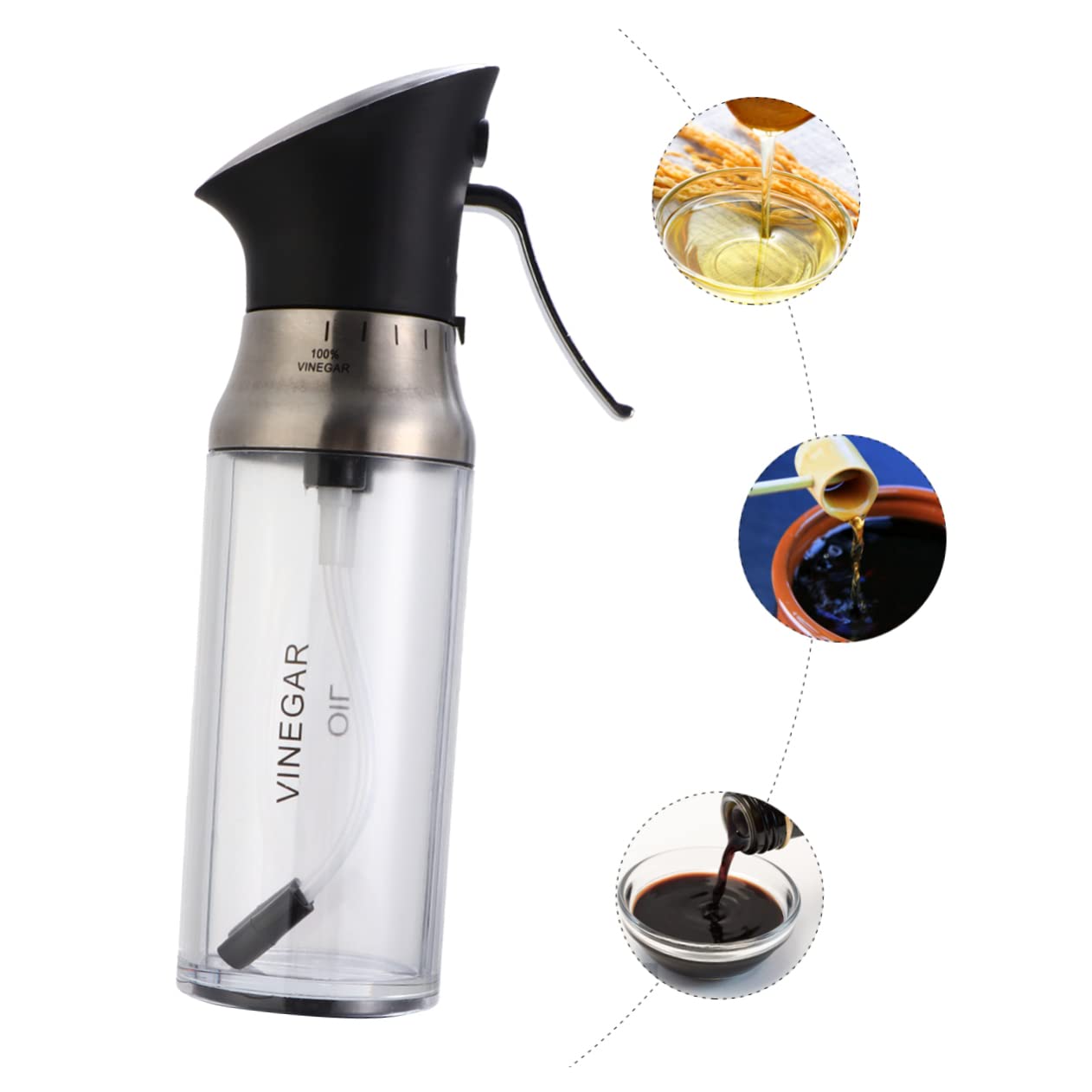 200ml Verstellbare Ölsprühflasche aus Kunststoff und Edelstahl Lebensmittelechter Dosierer für Öl und Essig für Küche Beim Kochen