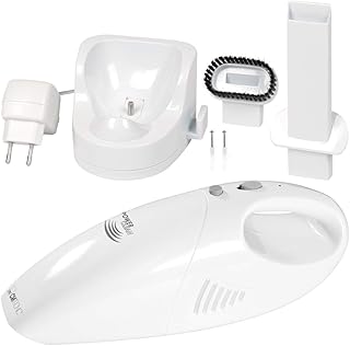 Clatronic Odkurzacz akumulatorowy AKS 827, 3 akumulatory Ni-Mh wielokrotnego ładowania, w zestawie ssawka szczelinowa i szczotkowa, stały filtr kurzu (zmywalny), biały