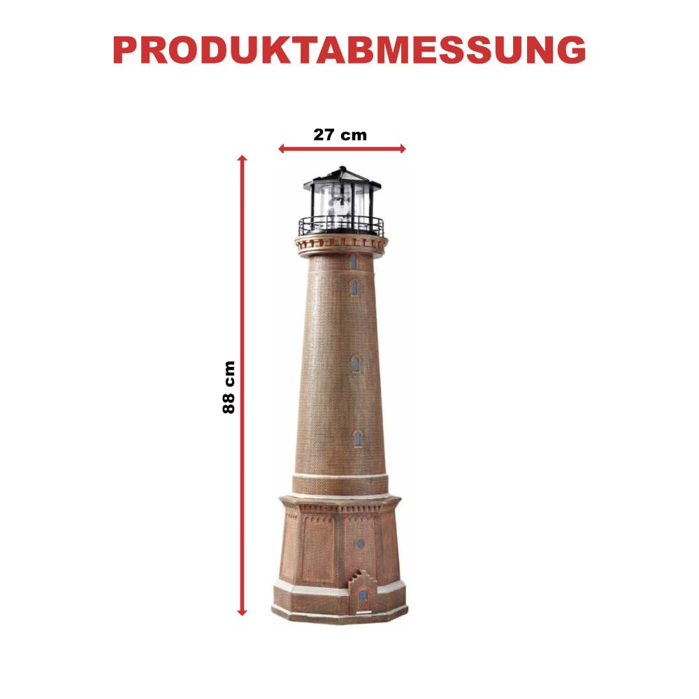 EUROtops Solar-Leuchtturm Borkum, handbemalt, 88 cm, XXL, maritim