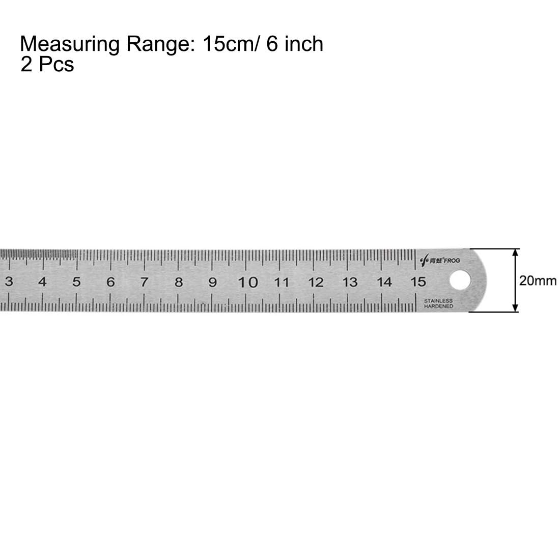 TA-VIGOR 2Pcs Stainless Steel Ruler, 15cm Length Metric Straight Rulers, 0.5mm Thick Metal Ruler - Image 2