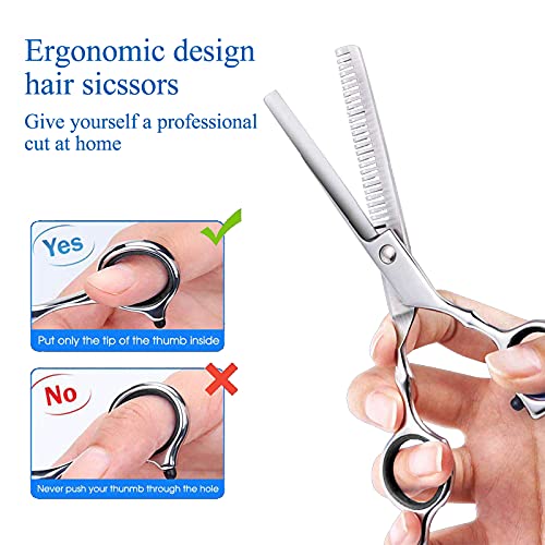 Foto von ANGNYA Friseurschere Set 6 Zoll Professionelle Haarschere Set，Scharfe Haarschneideschere mit Kamm Friseurscheren für Damen und Herren Effilierscheren für Barbier / Friseur / Anfänger