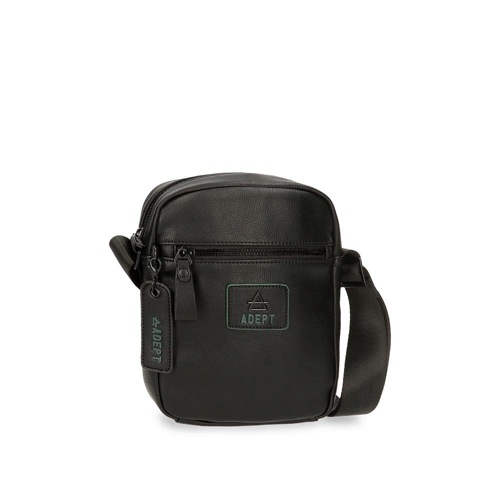 Adept Herren Schwarz Axel Umhängetasche Medium 17 X 22 X 6 Cm Kunstleder, Mittlere Umhängetasche