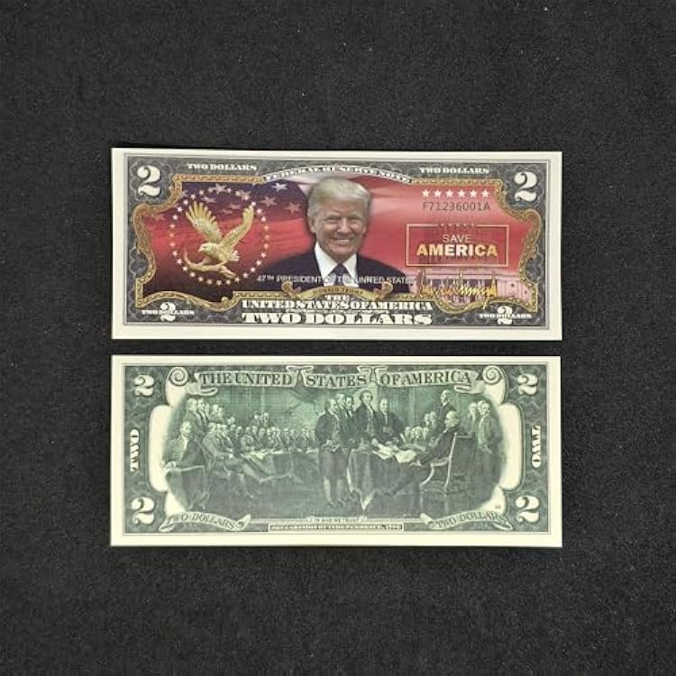 Anti-counterfeiting Trump 2 Dollar Bill President 47th Uncirculated Commemorative Coin Merchandise (47TH Election Victory) (Save America)
