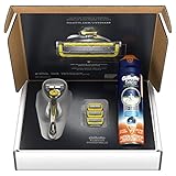 Gillette Fusion ProShield Bundle with 1 Razor Handle with Flexball Technology + 4 Razor Blade Refills + 1 Ocean Breeze Shave Gel, Mens Razors/Blades