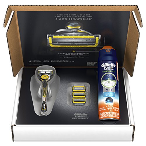 Gillette Fusion ProShield Bundle with 1 Razor Handle with Flexball Technology + 4 Razor Blade Refills + 1 Ocean Breeze Shave Gel, Mens Razors / Blades