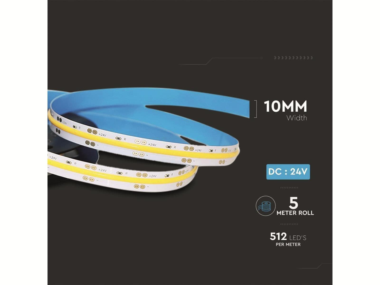 V-TAC Striscia LED COB 10W/m 5m 24V 4000K IP20