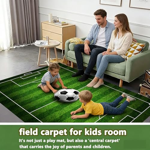 Tapete decorativo campo fútbol para niños 2.6x4ft miniatura 2