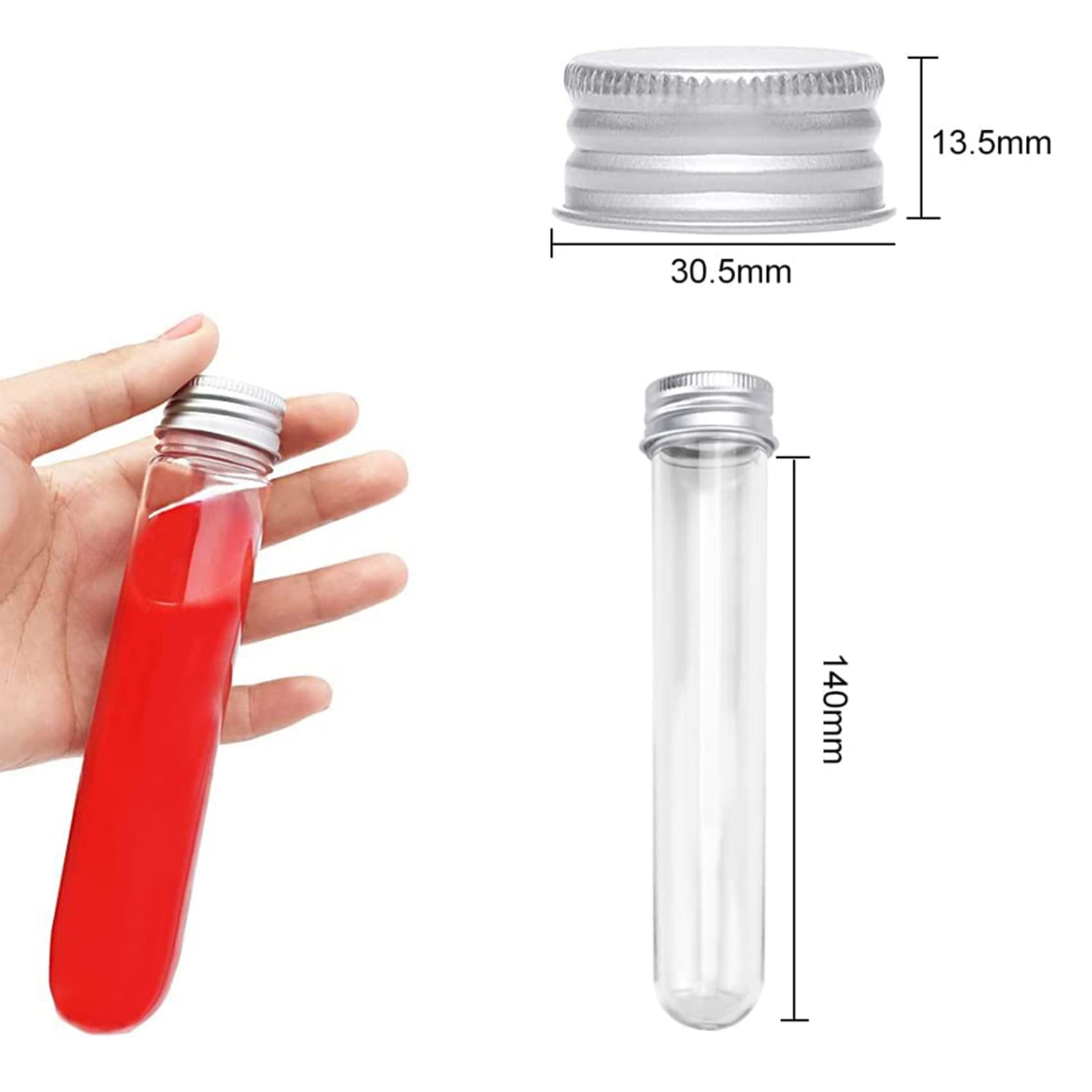 90 PCS Reagenzgläser 45 ml Kunststoff Reagenzgläser Einzelreagenzgläser mit Deckel Probenaufbewahrungsröhrchen Transparente Röhrchen Set