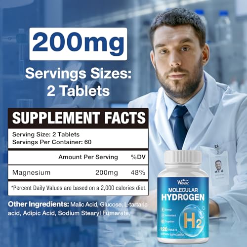 Image of Hydrogen Water Tablets with Magnesium -12 PPM Hydrogen Tablets for Drinking Water Molecular Hydrogen Water H2 Tabs Supplement for Cognitive Cellular Health