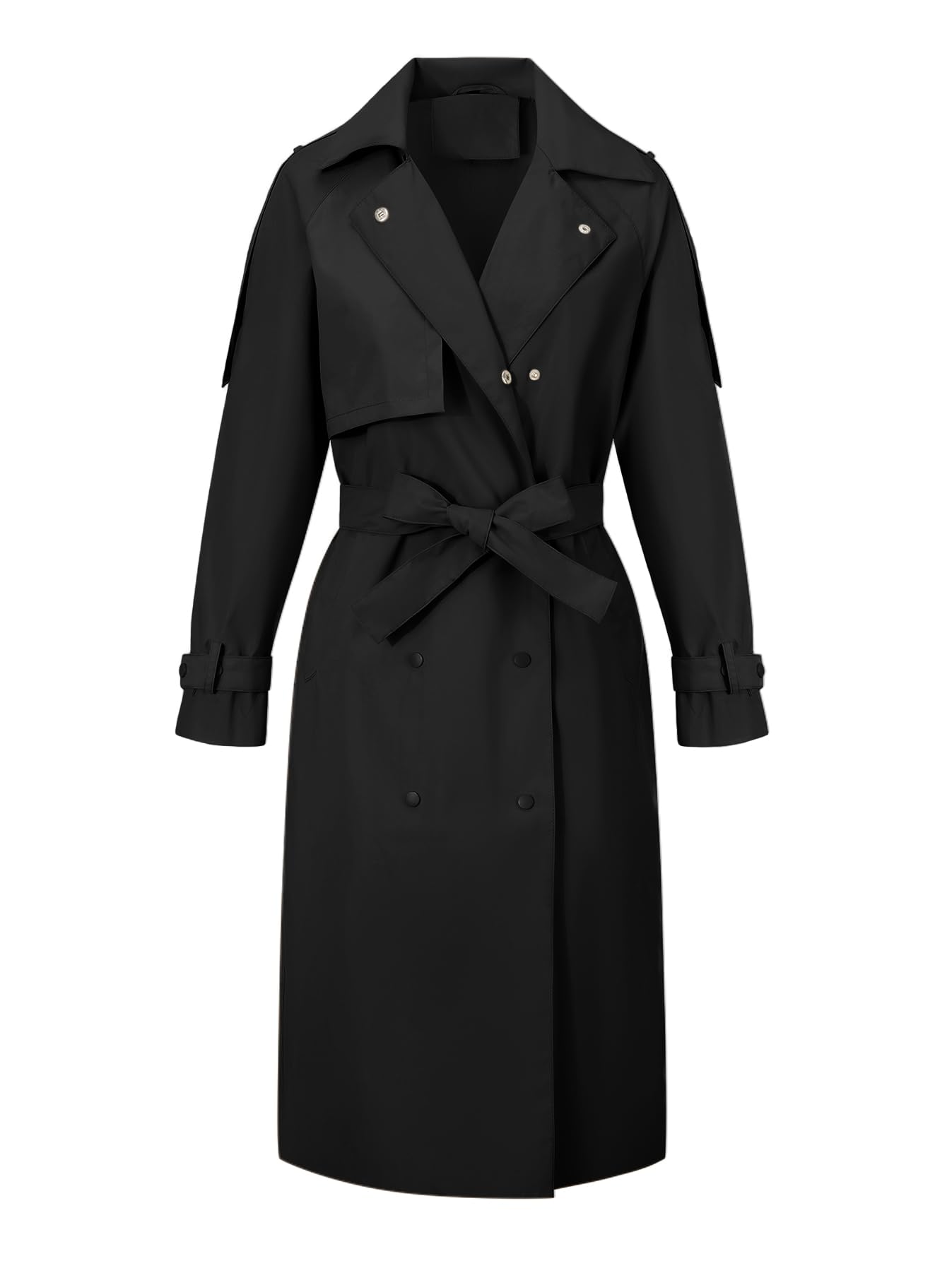 Bellivera Women's Classic Long Windproof Trench Coat With Belted Waist