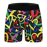 Ainuno Gay Pride Underwear Men's Rainbow Underwear Colorful Heart Boxer Briefs Novelty Boxers,Gay Pride Gifts Colorful Heart Underwear Trunk Short Leg Shorts 4' 5' Inseam