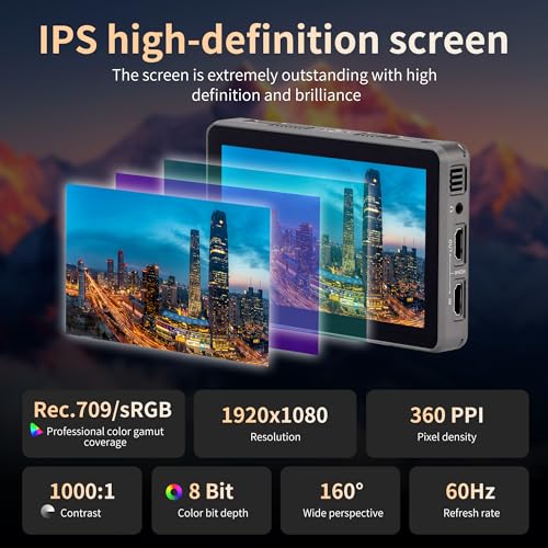 Image of VILTROX 6'' Camera Field Monitor 4K 2000Nits Touchscreen Camera Monitor, Full HD 1920x1080 Video Monitoring, 3D Lut, RGB Parade, Focus Peaking, with Sunshade Hood and Battery for Sony Canon Nikon