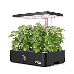 iDOO Indoor Kruidentuinkit, Hydrocultuur Kweeksysteem met Led-groeilicht voor Thuiskeuken, 12 pods Automatische Timer Kiemkit, in hoogte verstelbaar, ID-IG301