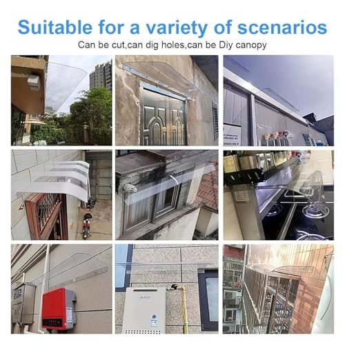 Toldo para puerta delantera estable e impermeable con cubierta transparente contra la lluvia 3