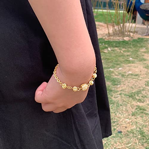Ethlyn Baby Bracelets for girls 18K Gold Plated Beads Bracelets Bells Baby Girls Birthday Gifts3