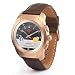 Produktbild MyKronoz ZeTime Premium hybride Smartwatch 44mm mit mechanischen Zeigern über einen runden Farbtouchscreen  Regular Matt Pink Golden / Braun Vintage Leder