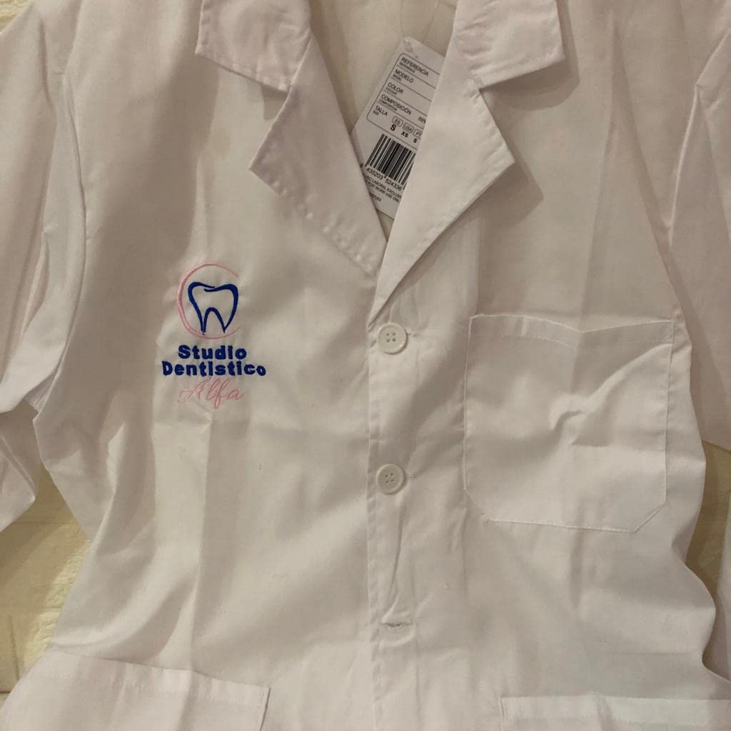 Generico Camice da Lavoro Laboratorio Uomo Donna Bianco Casacca Per Medico Farmacista Estetista Macellaio Massaggiatore Dentista,Personalizzato con logo e nome ricamato