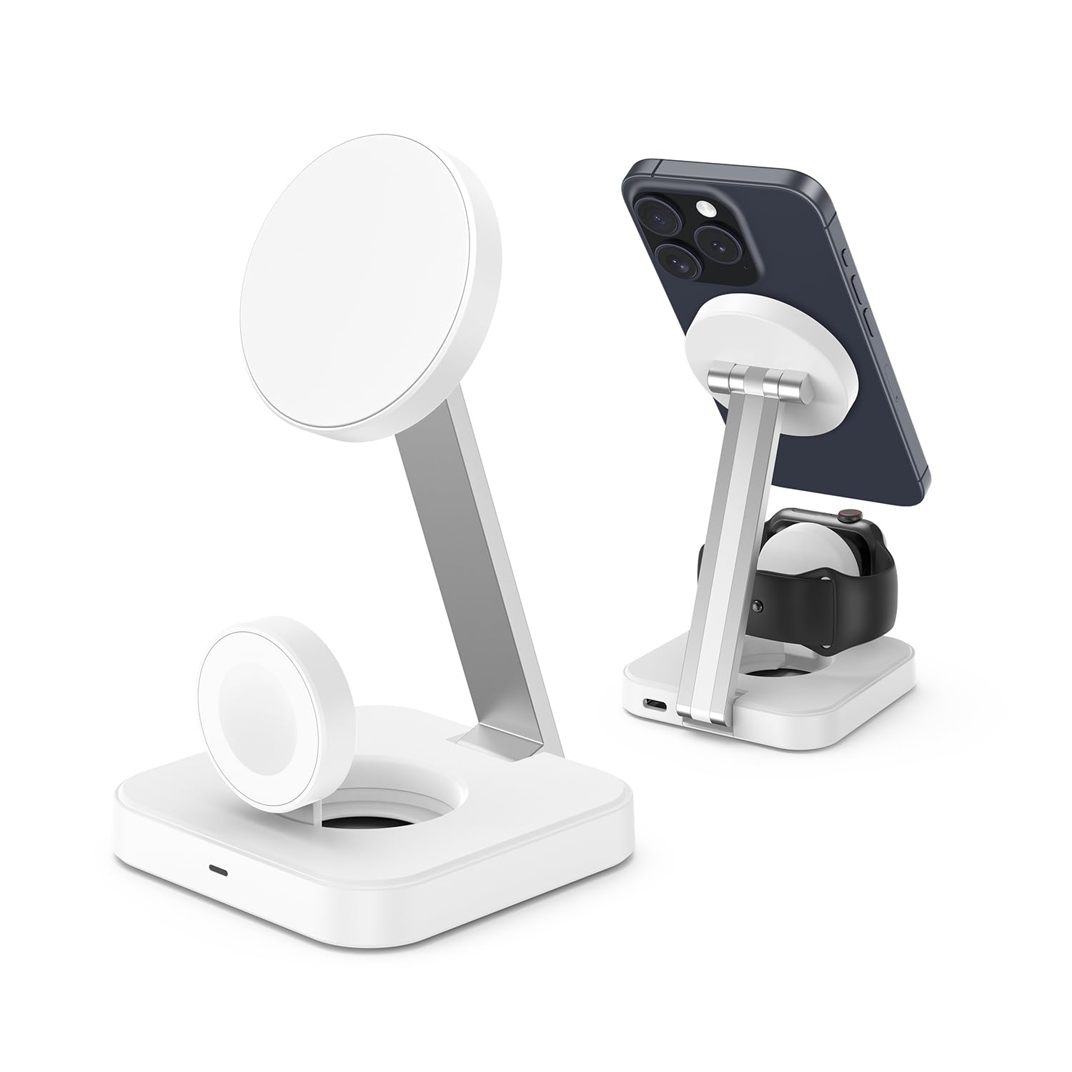 Wireless Charging Station for Magsafe Charger, Wireless Charger for iPhone 16/15/14/13/12 Series/Apple Watch/AirPods Pro, Faster Magnetic Charger Stand, Adjustable Angle Foldable Travel Phone Holder