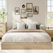 IDEALHOUSE Platform Bed Frame King Size,Wooden Slat Support,No Box Spring Needed, Easy Assembly, Natural