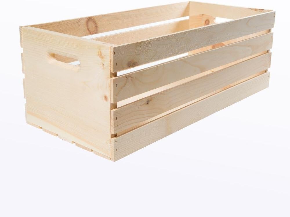 27" x 12.5" x 9.5" Extra Large Wooden Pine Storage Crate Basket Bin (2-Pack)