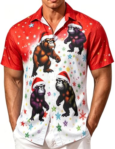 Image of Men's Hawaiian Shirt Tops Vintage Short Sleeve Button Down Beach Shirt Male Tropical Floral Summer Pullover Party Holiday