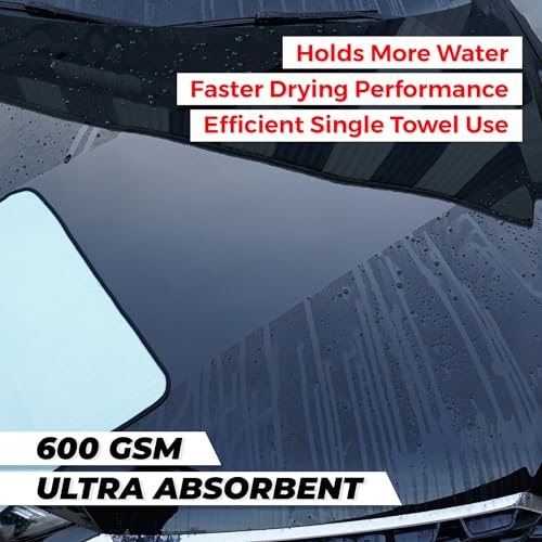 Image of WaveX Flash Dry XL Twisted Loop Microfiber Drying Towel | One-Pass Pull & Dry Car Towel | 600 GSM Ultra Absorbent (55x74 cm)