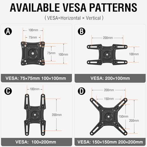 Image of ELIVED Full Motion TV Monitor Wall Mount for Most 14-42 Inch LED LCD Flat Screen TVs & Monitors, Swivel Tilt Extension Rotation tv Mount Bracket Max VESA 200x200mm, up to 44 lbs. (Pack of 2)