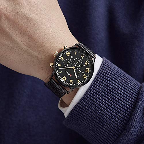 ایگرد | قیمت و خرید PHSTE Men's 40mm Watches 7.2mm Slim Case Date Luminous  Waterproof Quartz Wrist Watch Stainless Steel Mesh Band