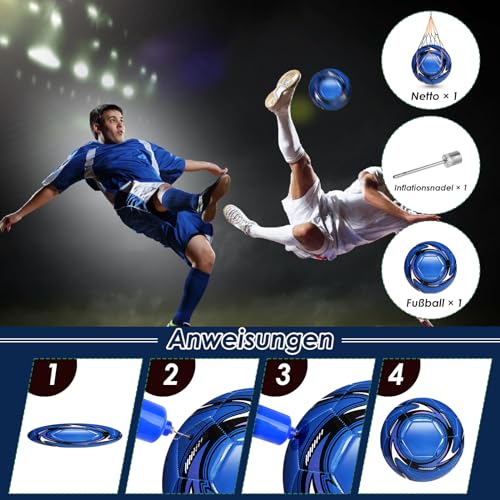 KWJEIULSOQ Fußball Grösse 5 Blau, Fussball Kinder Unisex, Verdickter explosionsgeschützter Fussbälle, Fussbälle GrößE Offizieller 5, Outdoor-Indoor Fußbälle für den Amateur- und Profibereich