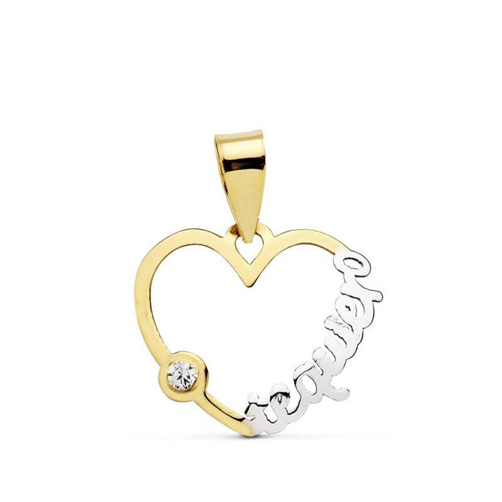 Alda Joyeros Colgante mujer Oro Bicolor 18 kilates Collar Corazón “Te quiero”