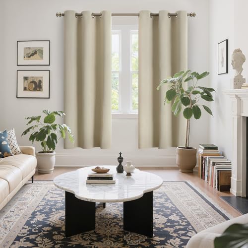 Image of YoungsTex Beige Blackout Curtains 72 Inches Length for Bedroom - Thermal Insulated with Grommet Room Darkening Window Drapes for Living Dining Room, 2 Panels, 42 x 72 Inch