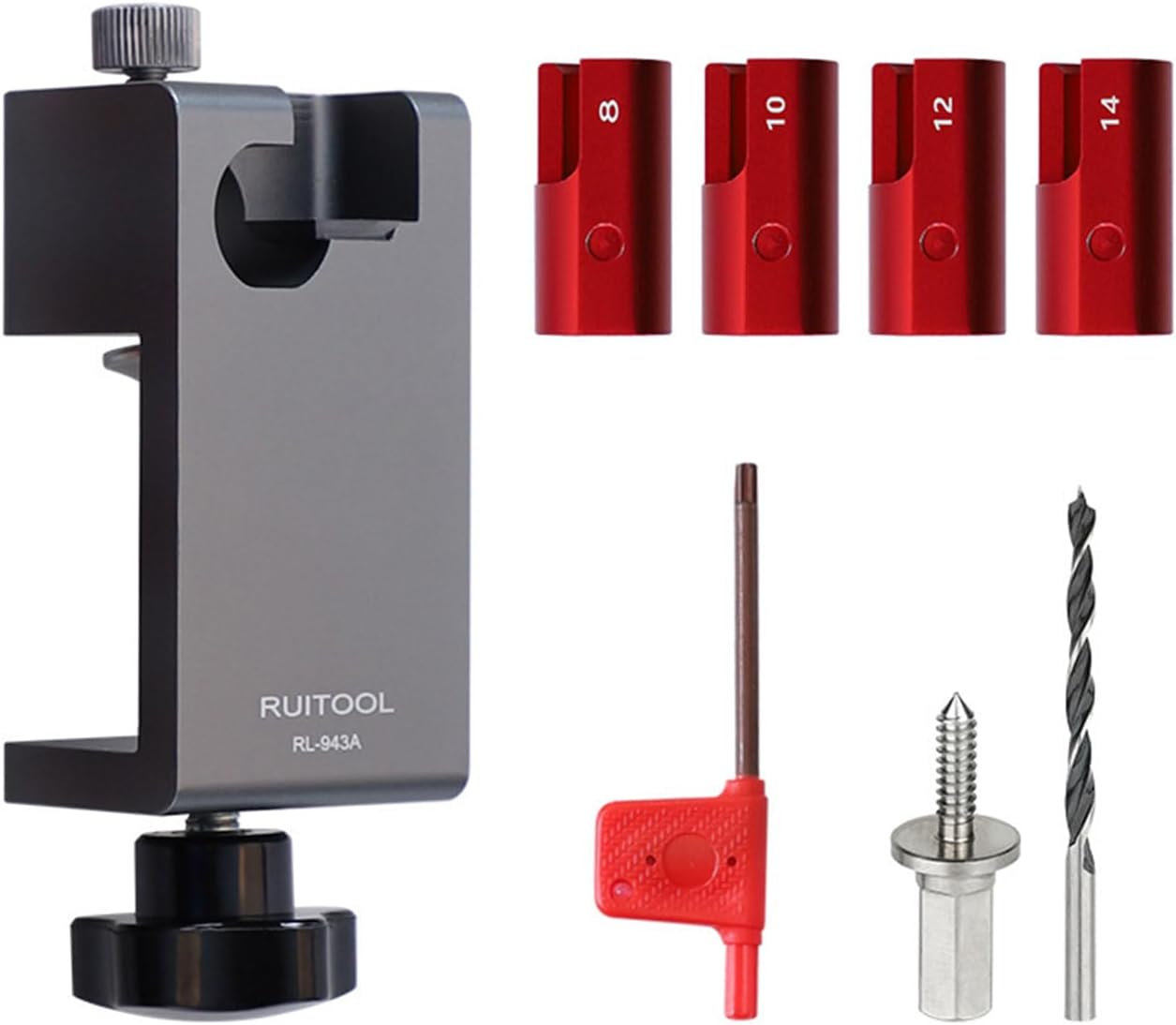 Adjustable Dowel Maker Metric Jig 8/10 / 12 / 14mm 5/16 3/8 1/2 with Carbides Round Round Tenon Making Tool Drill Bit Set Aluminum Alloy Circular Cutter