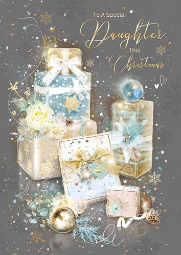 Cherry Orchard 'To a Special Daughter This Christmas' Christmas Card - Stunning Luxury Card for Christmas with Elegant Present Design - Grace Range - Comes with Gold Envelope 173 x 247 mm