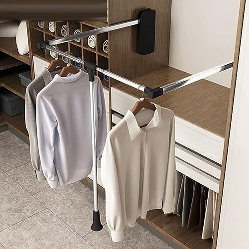 Barra de armario ajustable y resistente de cromo pulido de alta calidad para colgar ropa con sistema de elevación