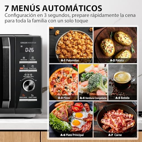 Miniatura 5 de Toshiba Microondas Digital Con Grill 25l, 900w Inverter, 10 Niveles Potencia, Control Preciso, Calentamiento Uniforme, Negro Elegante Mw3-Ag25pfi Bk