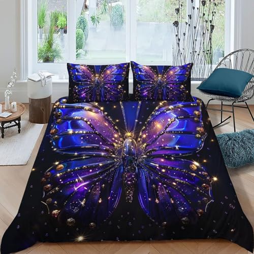 Housse de couette papillon violet 3D pour transformer votre chambre - 3