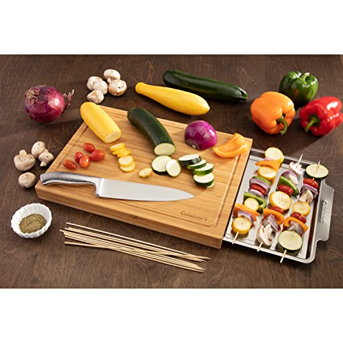 Tabla de cortar rectangular de bambú con bandeja oculta miniatura 3