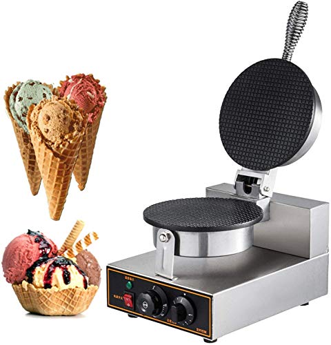 VBENLEM 110V Commercial Ice Cream Cone Waffle Maker Machine 1200W Stainless Steel Nonstick Temperature and Time Control Electric Waffle Cone Machine Suitable for Restaurant Bakeries